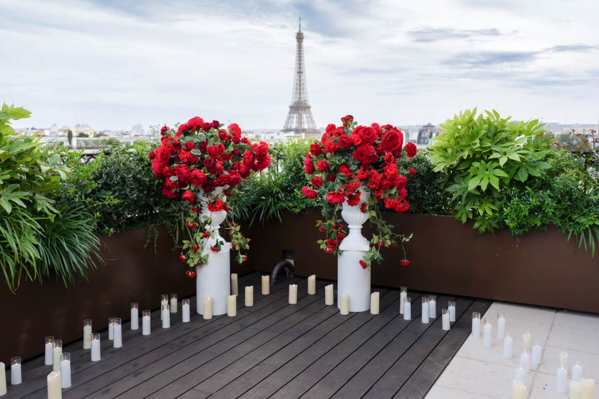 Sylk Rose Bush - private rooftop -Eiffel Tower view paris proposal photographer