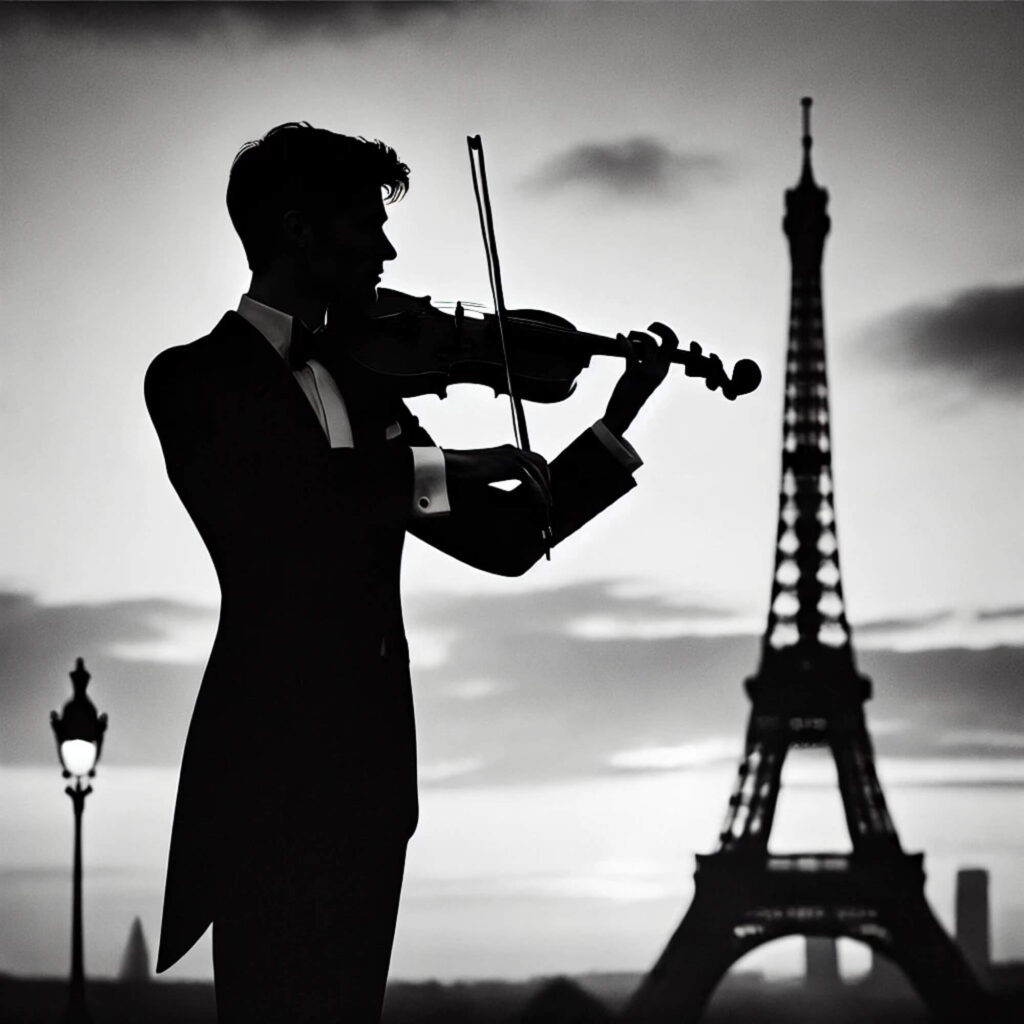 Master musicians performing in Paris, showcasing their skill and passion in an intimate and captivating setting, embodying the city's rich musical heritage.